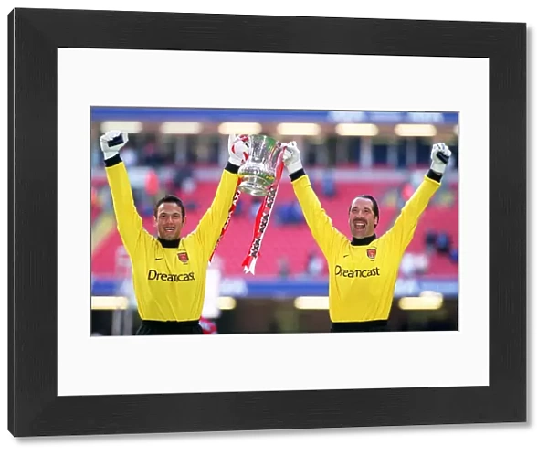 Arsenal goalkeepers David Seaman and Richard Wright with the F. A