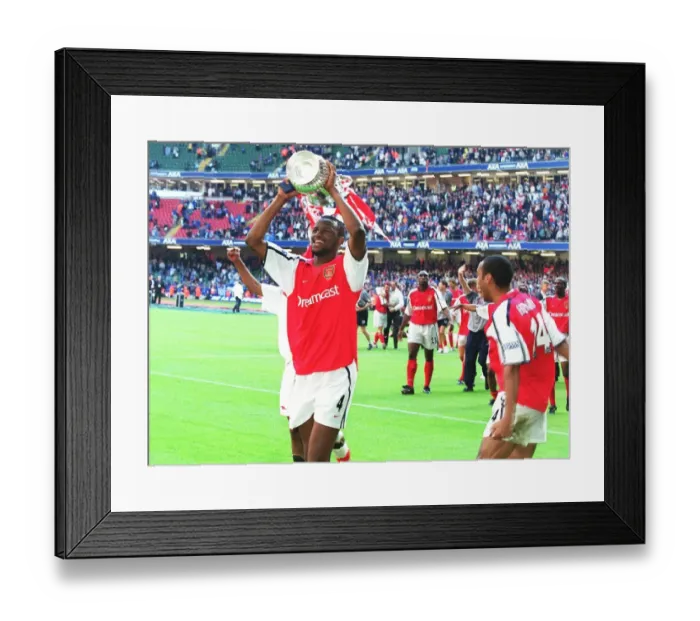 Framed Print : Patrick Vieira celebrates after the match. Arsenal 2: 0 Chelsea. The AXA F Framed Print : Patrick Vieira celebrates after the match. Arsenal 2: 0 Chelsea. The AXA F