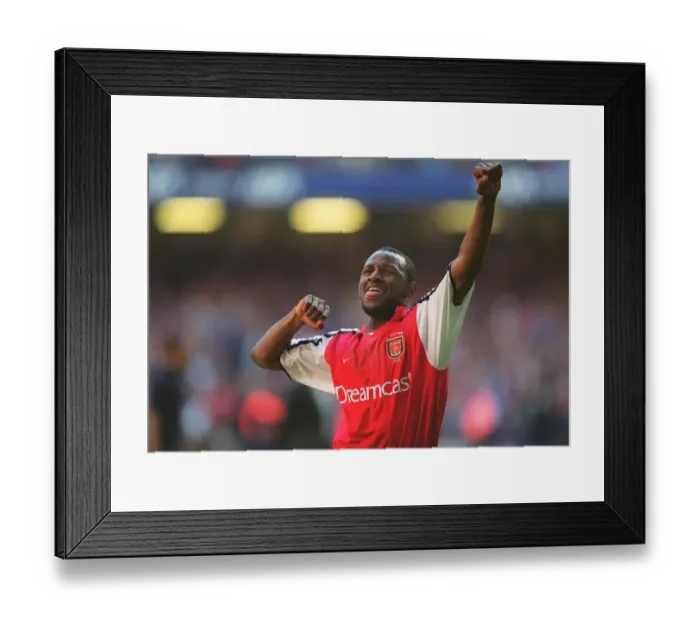 Framed Print : Patrick Vieira Celebrates Arsenal's Triumph over Manchester United, FA Barclaycard Premiership, Old Trafford, 2002 Framed Print : Patrick Vieira Celebrates Arsenal's Triumph over Manchester United, FA Barclaycard Premiership, Old Trafford, 2002