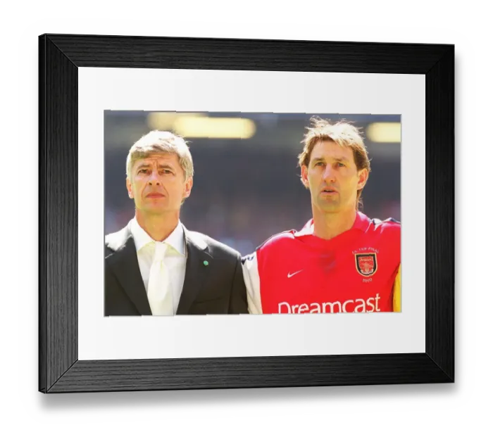 Framed Print : Arsenal manager Arsene Wenger with captain Tony Adams before the match Framed Print : Arsenal manager Arsene Wenger with captain Tony Adams before the match