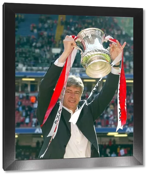 Arsene Wenger Celebrates FA Cup Victory: Arsenal 2-0 Chelsea, The AXA FA Cup Final, Millennium Stadium, Cardiff, Wales, 2002