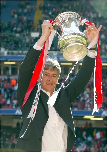 Arsene Wenger Celebrates FA Cup Victory: Arsenal 2-0 Chelsea, The AXA FA Cup Final, Millennium Stadium, Cardiff, Wales, 2002