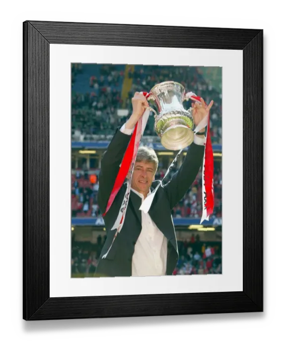 Framed Print : Arsene Wenger Celebrates FA Cup Victory: Arsenal 2-0 Chelsea, The AXA FA Cup Final, Millennium Stadium, Cardiff, Wales, 2002 Framed Print : Arsene Wenger Celebrates FA Cup Victory: Arsenal 2-0 Chelsea, The AXA FA Cup Final, Millennium Stadium, Cardiff, Wales, 2002