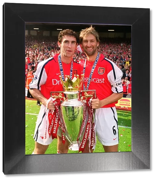 Arsenal Captains Adams and Keown Celebrate FA Barclaycard Premiership Victory: Arsenal 4-3 Everton, Highbury, 2002