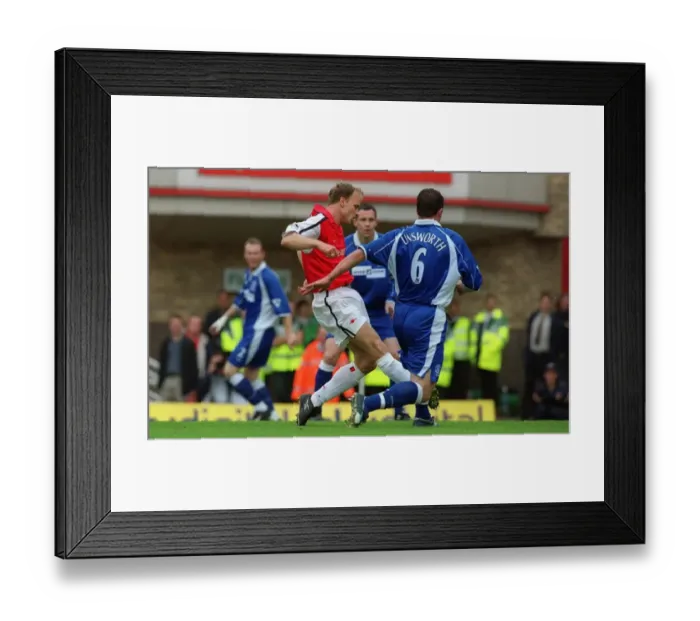 Framed Print : Dennis Bergkamp scores a goal for Arsenal. Arsenal 4: 3 Everton, F. A Framed Print : Dennis Bergkamp scores a goal for Arsenal. Arsenal 4: 3 Everton, F. A