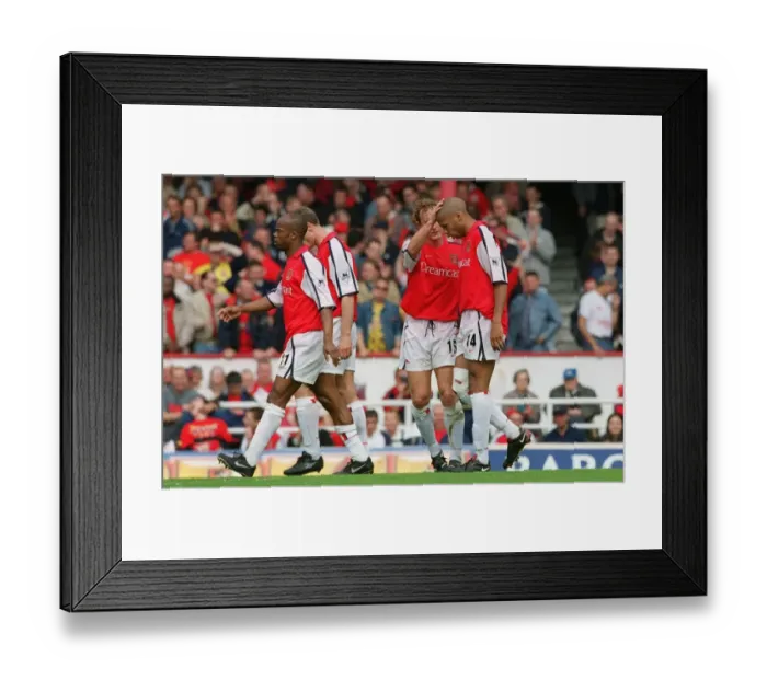 Framed Print : Thierry Henry is congratulated by Ray Parlour on scoring his 2nd Arsenal goal Framed Print : Thierry Henry is congratulated by Ray Parlour on scoring his 2nd Arsenal goal