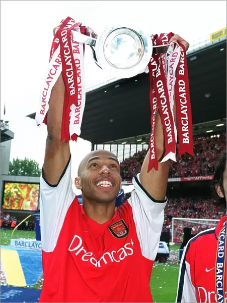 Thierry Henry Celebrates FA Premiership Title Win with Arsenal at Highbury, 2002