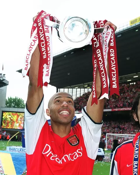 Thierry Henry Celebrates FA Premiership Title Win with Arsenal at Highbury, 2002