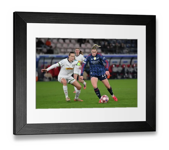 Framed Print : OH Leuven v Arsenal Women FC - UEFA Women's Champions League 2025 / 26 KO play-offs First Leg OH Leuven v Arsenal Women FC - UEFA Women's Champions League 2025 / 26 KO play-offs