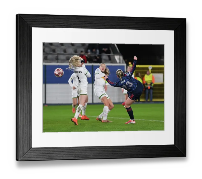 Framed Print : OH Leuven v Arsenal Women FC - UEFA Women's Champions League 2025 / 26 KO play-offs First Leg OH Leuven v Arsenal Women FC - UEFA Women's Champions League 2025 / 26 KO play-offs