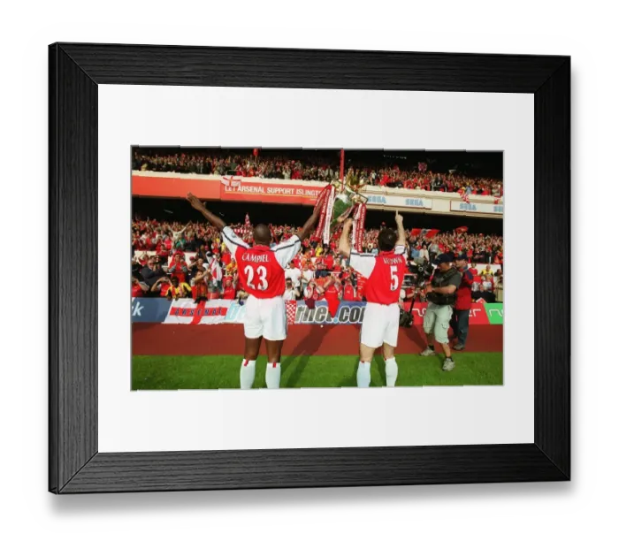 Framed Print : Sol Campbell and Martin Keown (Arsenal) lift the F. A Framed Print : Sol Campbell and Martin Keown (Arsenal) lift the F. A