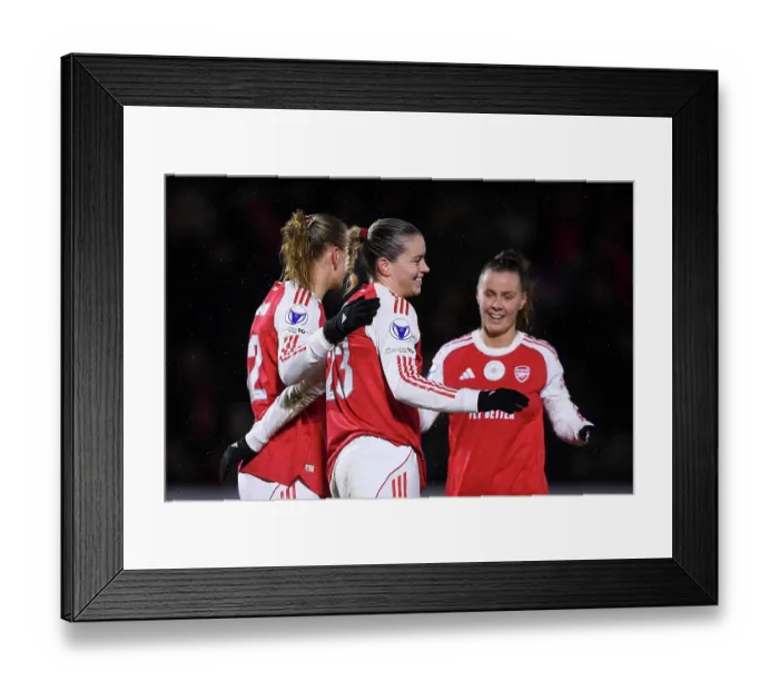 Framed Print : Arsenal Women FC v OH Leuven - UEFA Women's Champions League 2025 / 26 KO play-offs Second Leg Arsenal Women FC v OH Leuven - UEFA Women's Champions League 2025 / 26 KO play-offs