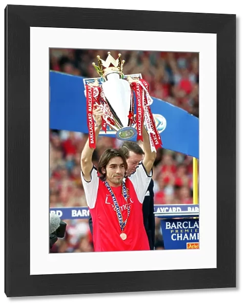 Robert Pires Celebrates FA Premiership Title Win with Arsenal at Highbury, 2002