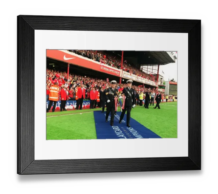 Framed Print : The F. A. Barclaycard Premiership Trophy is brought onto the pitch for the presentation