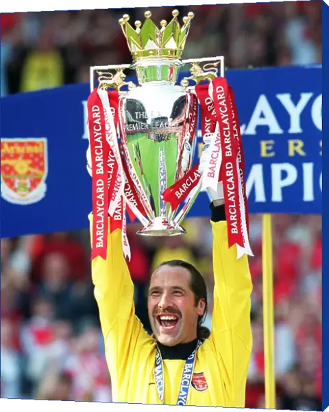 Arsenal's David Seaman Celebrates FA Barclaycard Premiership Title Win Against Everton, 2002