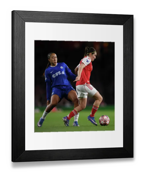Framed Print : Arsenal v Chelsea - UEFA Women's Champions League 2025 / 26 Quarter-finals First Leg Arsenal v Chelsea - UEFA Women's Champions League 2025 / 26 Quarter-finals First Leg