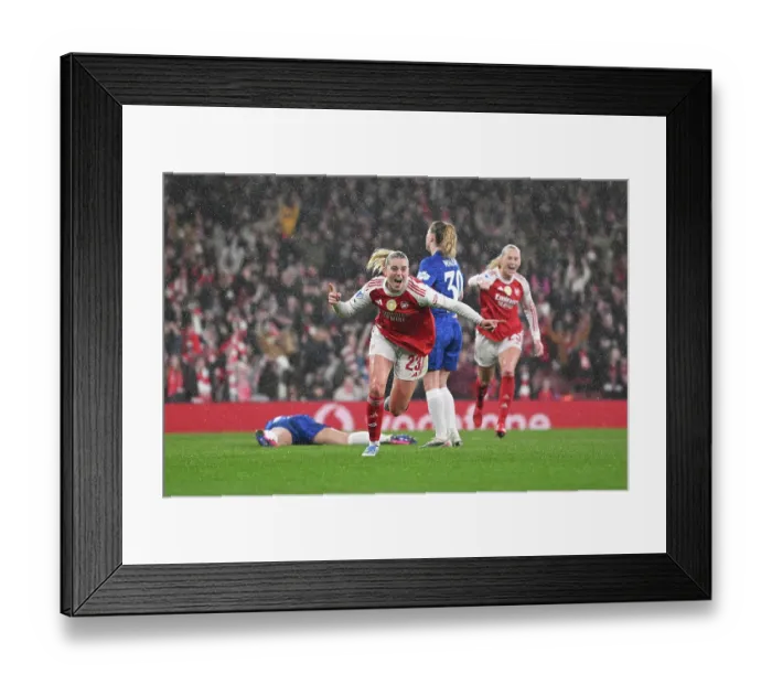 Framed Print : Arsenal v Chelsea - UEFA Women's Champions League 2025 / 26 Quarter-finals First Leg Arsenal v Chelsea - UEFA Women's Champions League 2025 / 26 Quarter-finals First Leg