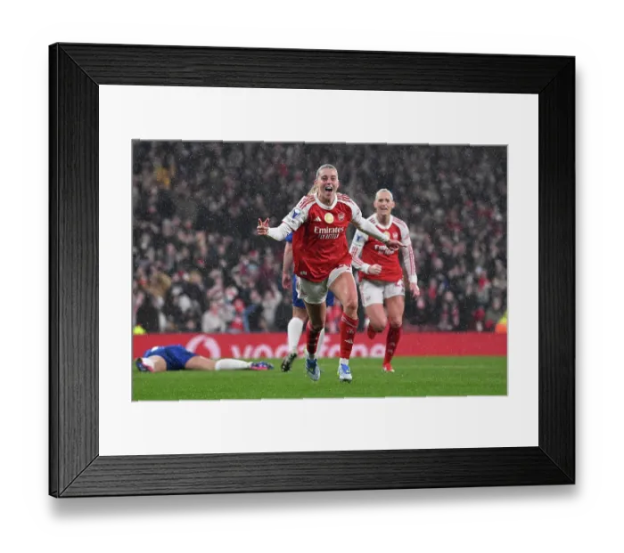 Framed Print : Arsenal v Chelsea - UEFA Women's Champions League 2025 / 26 Quarter-finals First Leg Arsenal v Chelsea - UEFA Women's Champions League 2025 / 26 Quarter-finals First Leg