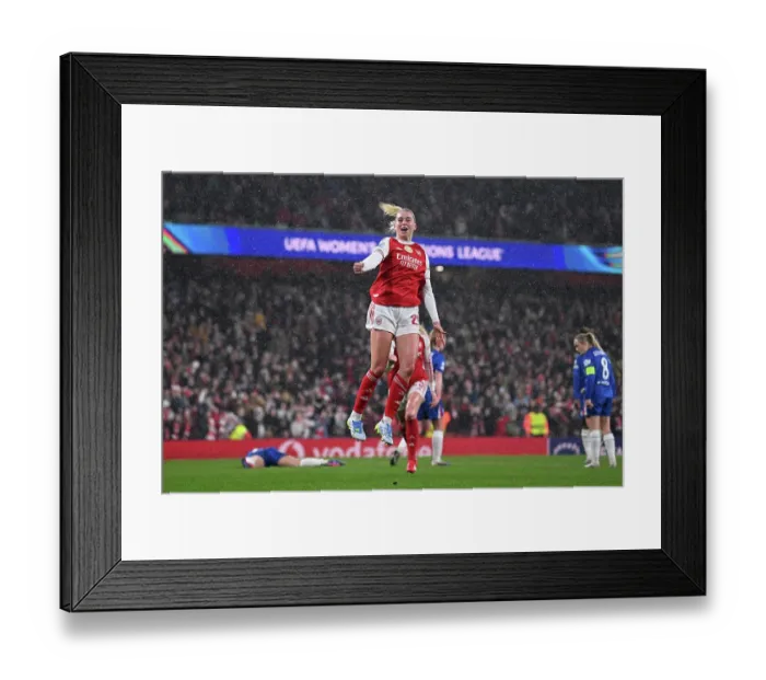 Framed Print : Arsenal v Chelsea - UEFA Women's Champions League 2025 / 26 Quarter-finals First Leg Arsenal v Chelsea - UEFA Women's Champions League 2025 / 26 Quarter-finals First Leg