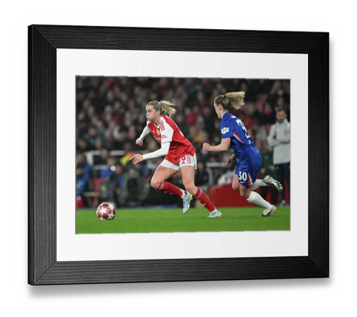 Framed Print : Arsenal v Chelsea - UEFA Women's Champions League 2025 / 26 Quarter-finals First Leg Arsenal v Chelsea - UEFA Women's Champions League 2025 / 26 Quarter-finals First Leg
