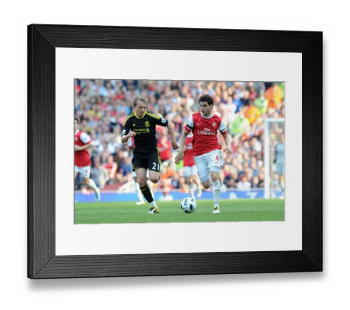 Framed Print : Cesc Fabregas (Arsenal) Lucas Leiva (Liverpool). Arsenal 1: 1 Liverpool