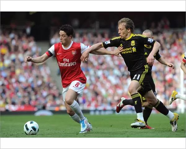 Samir Nasri (Arsenal) Lucas Leiva (Liverpool). Arsenal 1: 1 Liverpool. Barclays Premier League