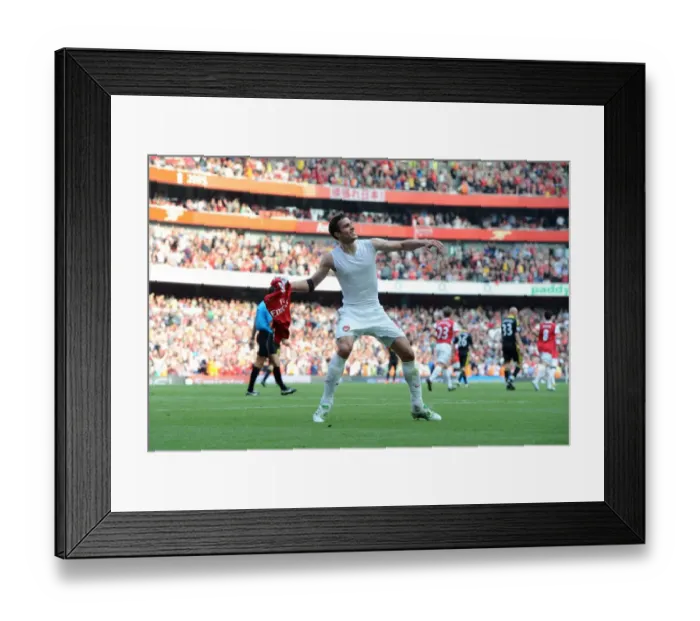 Framed Print : Robin van Persie's Thrilling Goal: Arsenal vs. Liverpool (April 17, 2011) - A Barclays Premier League Battle