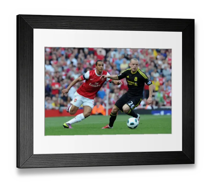 Framed Print : Theo Walcott (Arsenal) Jay Spearing (Liverpool). Arsenal 1: 1 Liverpool