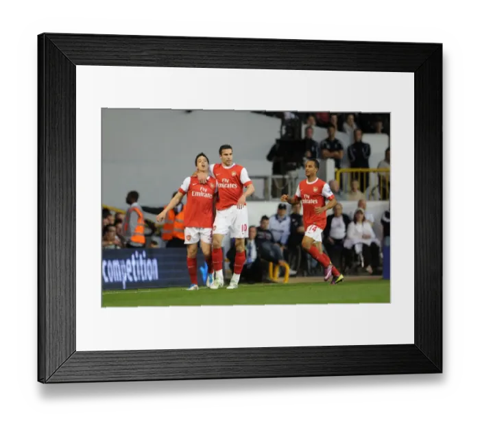 Framed Print : Samir Nasri celebrates scoring Arsenals 2nd goal with Theo Walcott
