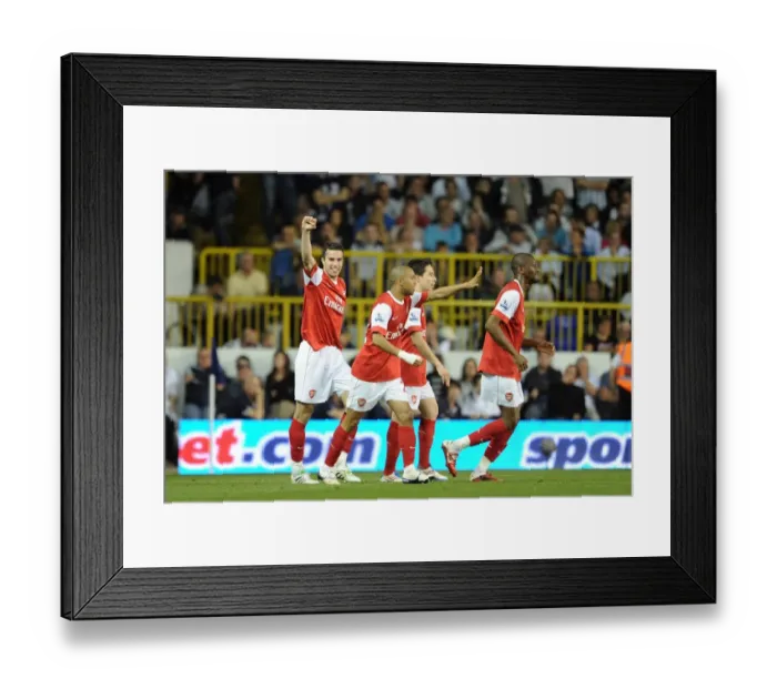 Framed Print : Robin van Persie celebrates scoring Arsenals 3rd goal. Tottenham Hotspur 3: 3 Arsenal