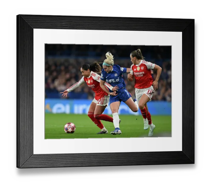 Framed Print : Chelsea FC v Arsenal FC - UEFA Women's Champions League 2025 / 26 Quarter-finals Second Leg Chelsea FC v Arsenal FC - UEFA Women's Champions League 2025 / 26 Quarter-finals