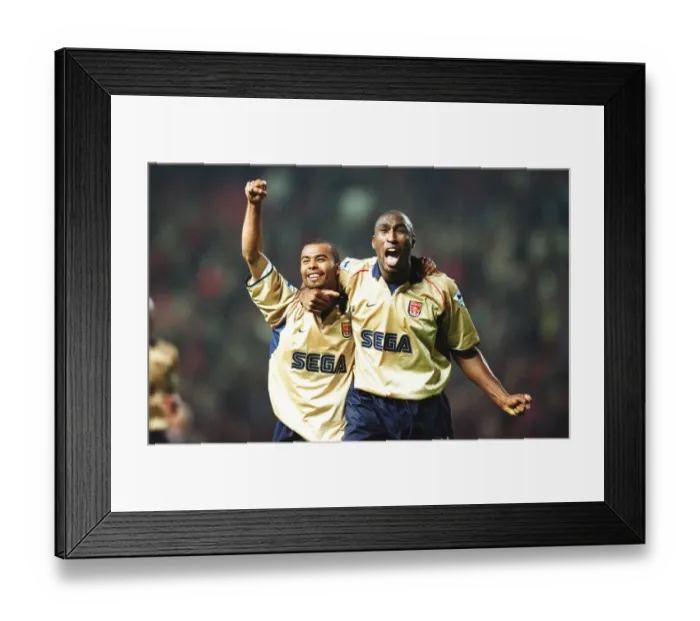 Framed Print : Glory Days: Arsenal's Historic Championship Win at Old Trafford (2002) - Sol Campbell and Ashley Cole Celebrate Framed Print : Glory Days: Arsenal's Historic Championship Win at Old Trafford (2002) - Sol Campbell and Ashley Cole Celebrate