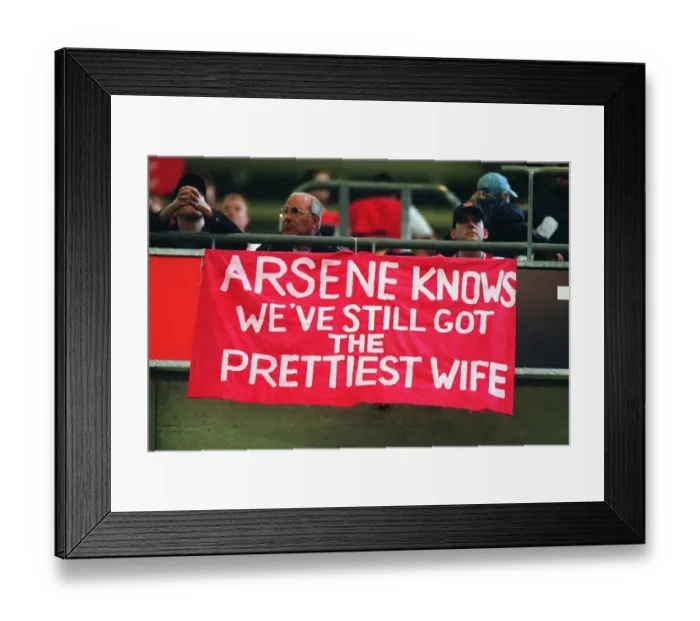 Framed Print : Arsenal banner. Arsneal 1: 0 Southampton. The F