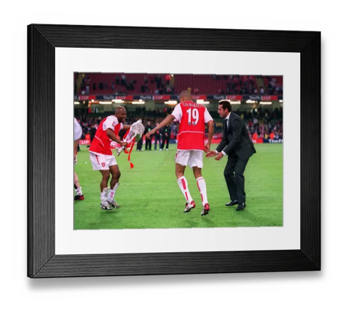 Framed Print : Arsenal Triumph: Wiltord, Gilberto, and Edu's FA Cup Celebration Framed Print : Arsenal Triumph: Wiltord, Gilberto, and Edu's FA Cup Celebration
