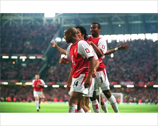 Triumphant Threesome: Pires, Henry, Cole Celebrate Arsenal's FA Cup Win over Southampton