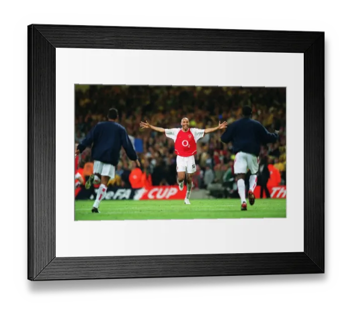 Framed Print : Thierry Henry, Giovanni van Bronckhorst, and Kolo Toure: Arsenal's FA Cup Victory Celebration (Arsenal 1:0 Southampton, Millennium Stadium, Cardiff, 2003)