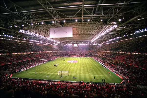 The Millennium Stadium with the roof closed before the match
