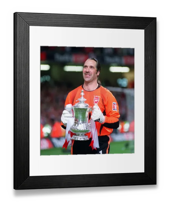 Framed Print : Arsenal's David Seaman Lifts FA Cup: Arsenal 1-0 Southampton, The FA Cup Final, Cardiff, Wales, 2003