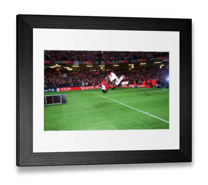 Framed Print : Kolo Toure's Euphoric Backflip: Arsenal Wins FA Cup vs Southampton (2003) Framed Print : Kolo Toure's Euphoric Backflip: Arsenal Wins FA Cup vs Southampton (2003)