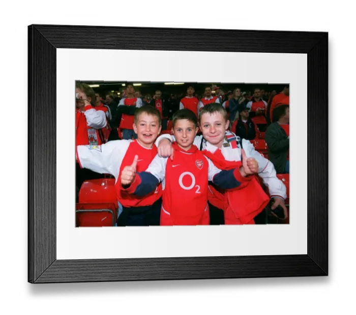Framed Print : Young Arsenal fans before the game. Arsenal 1: 0 Southampton. The F Framed Print : Young Arsenal fans before the game. Arsenal 1: 0 Southampton. The F