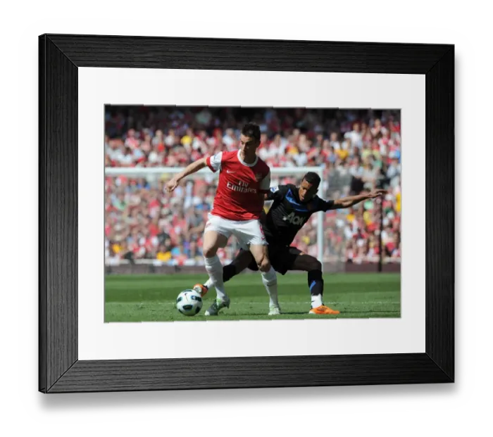 Framed Print : Laurent Koscielny (Arsenal) Nani (Man Utd). Arsenal 1: 0 Manchester United