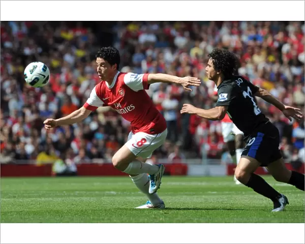 Samir Nasri (Arsenal) Fabio (Man Utd). Arsenal 1: 0 Manchester United. Barclays Premier League