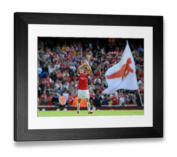 Framed Print : Aaron Ramsey (Arsenal) clpas the fans at the end of the match. Arsenal 1 Framed Print : Aaron Ramsey (Arsenal) clpas the fans at the end of the match. Arsenal 1
