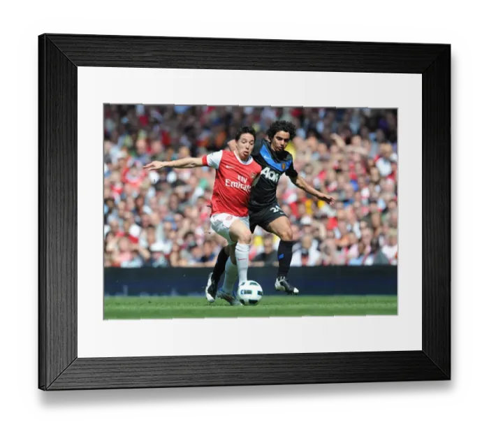 Framed Print : Samir Nasri (Arsenal) Fabio (Man United). Arsenal 1: 0 Manchester United