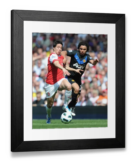 Framed Print : Samir Nasri vs. Fabio: Arsenal's Win Against Manchester United (1:0), Barclays Premier League, Emirates Stadium, 2011