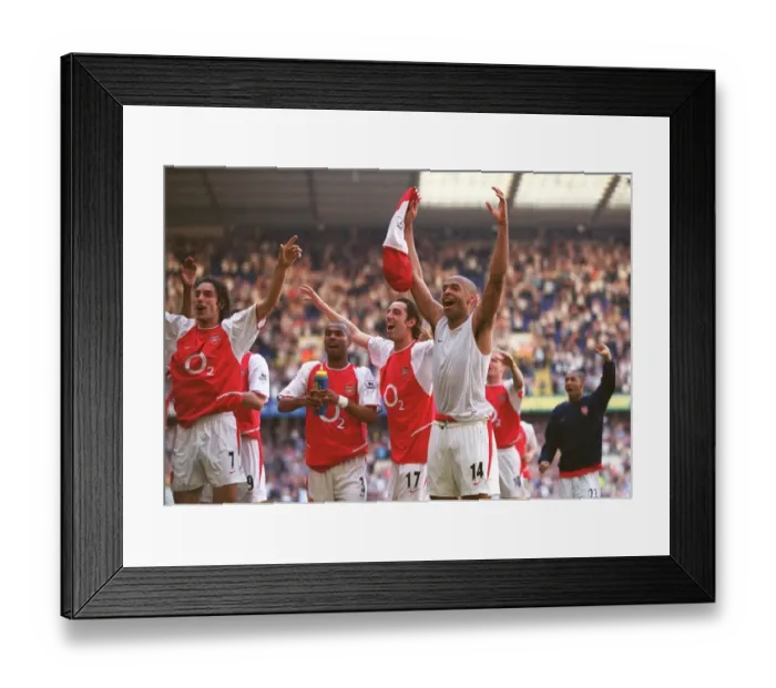 Framed Print : Thierry Henry, Ashley Cole and Edu (Arsenal) celebrate at the end of the match Framed Print : Thierry Henry, Ashley Cole and Edu (Arsenal) celebrate at the end of the match