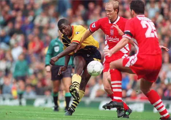 Kevin Campbell (Arsenal) and Mark Wright and Neil Ruddock (Liverpool)