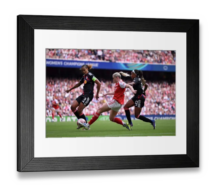 Framed Print : Arsenal FC v OL Lyonnes - UEFA Women's Champions League 2025 / 26 Semi-Final First Leg Arsenal FC v OL Lyonnes - UEFA Women's Champions League 2025 / 26 Semi-Final First Leg