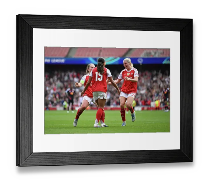 Framed Print : Arsenal FC v OL Lyonnes - UEFA Women's Champions League 2025 / 26 Semi-Final First Leg Arsenal FC v OL Lyonnes - UEFA Women's Champions League 2025 / 26 Semi-Final First Leg