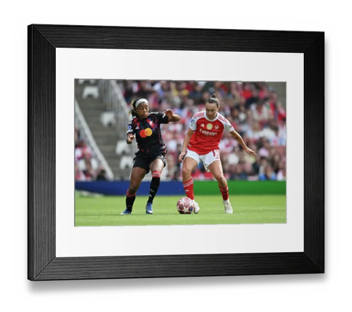 Framed Print : Arsenal FC v OL Lyonnes - UEFA Women's Champions League 2025 / 26 Semi-Final First Leg Arsenal FC v OL Lyonnes - UEFA Women's Champions League 2025 / 26 Semi-Final First Leg